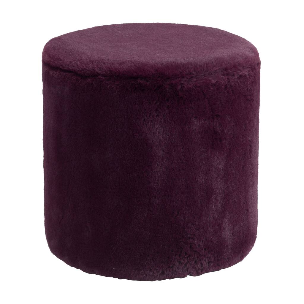 Purple Plush Faux Fur Ottoman Stool
