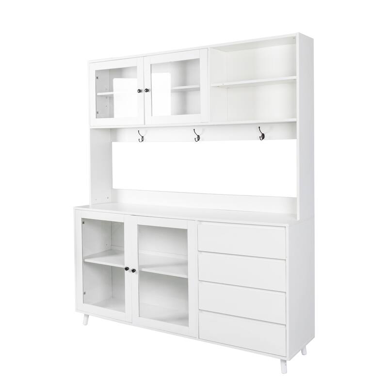 Freestanding Kitchen Pantry Kitchen Hutch Cabinet with Doors and Drawers