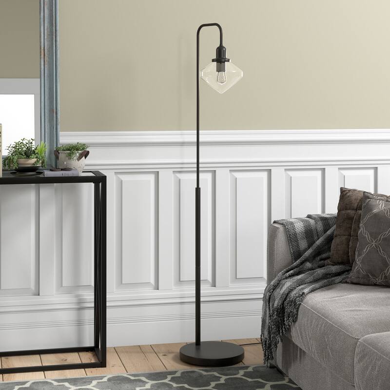 Zariza Floor Lamp - Blackened Bronze with Clear Glass Shade