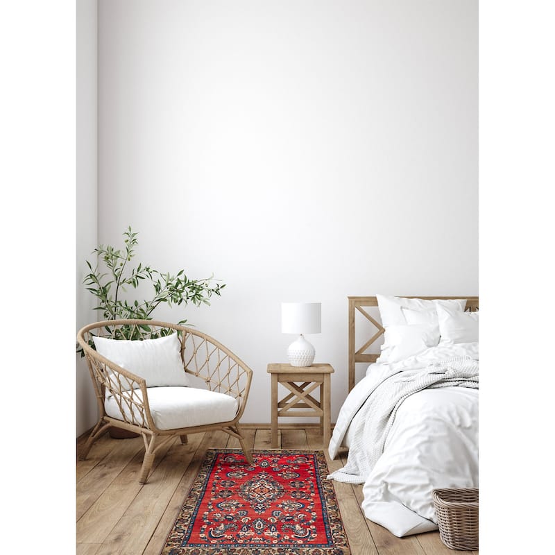 ECARPETGALLERY Hand-knotted Andelz Red Wool Rug - 3'11 x 7'7