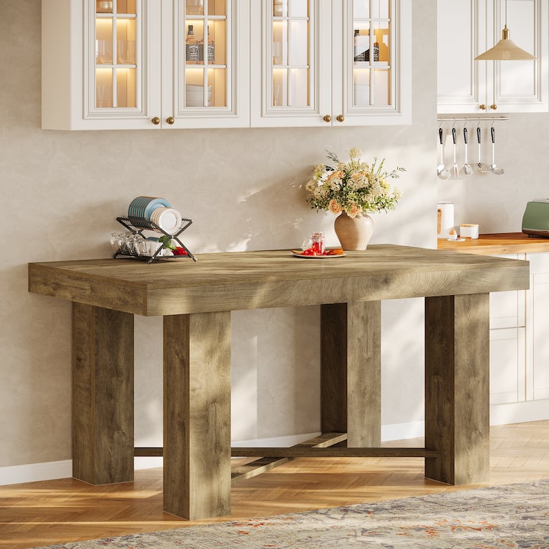 55" Kitchen Island Table, Counter Height Farmhouse Prep Table