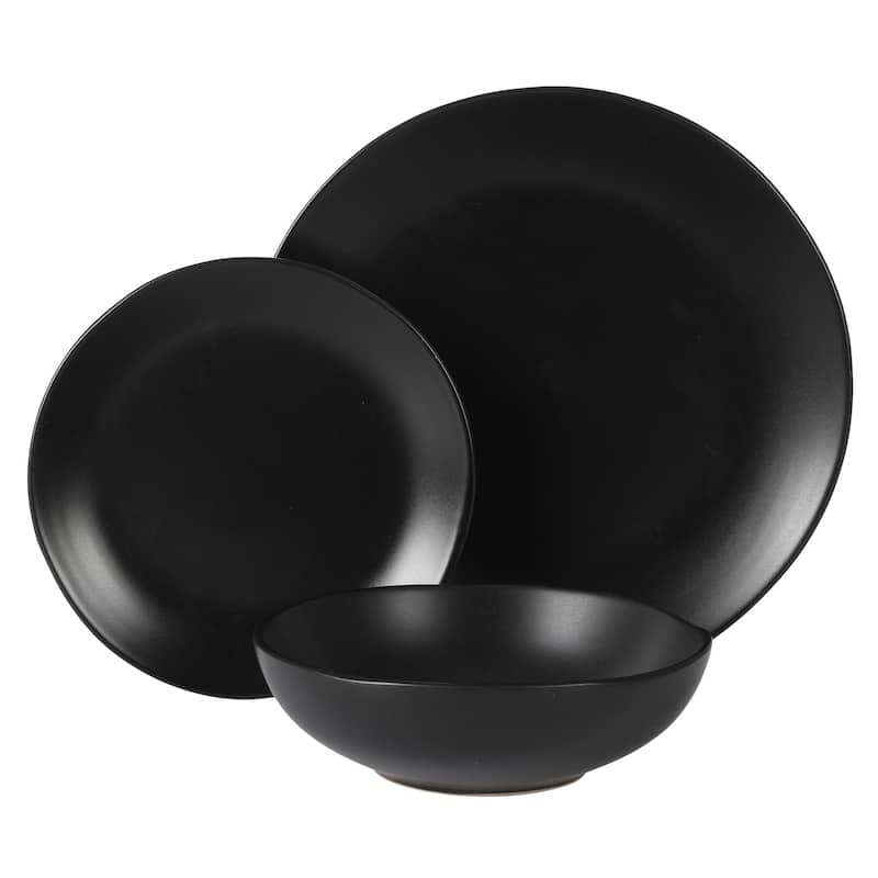 Gibson Home Bethel 18 Piece Plates and Bowls Ceramic Stoneware Organic Shape Dinnerware Set (Service for 6)