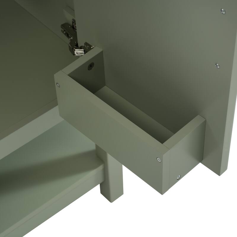 Bathroom Vanity with Sink, Bathroom Cabinet with 2 Soft Closing Doors, Single Basin Vanity with Storage Rack and Open Shelf
