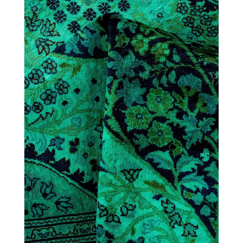 Overton Hand Knotted Wool Vintage Inspired Modern Contemporary Overdyed Black Area Rug - 4' 2" x 6' 4"