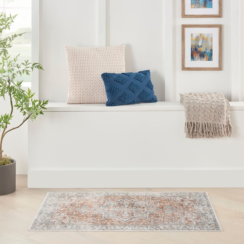 Nourison Astra Machine Washable Distressed Area Rug - 2' 2" x 4' - Gold/Multi