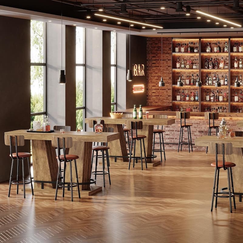 63 Inches Industrial Bar Table for Pub Bistro Kitchen Balcony Dining Room