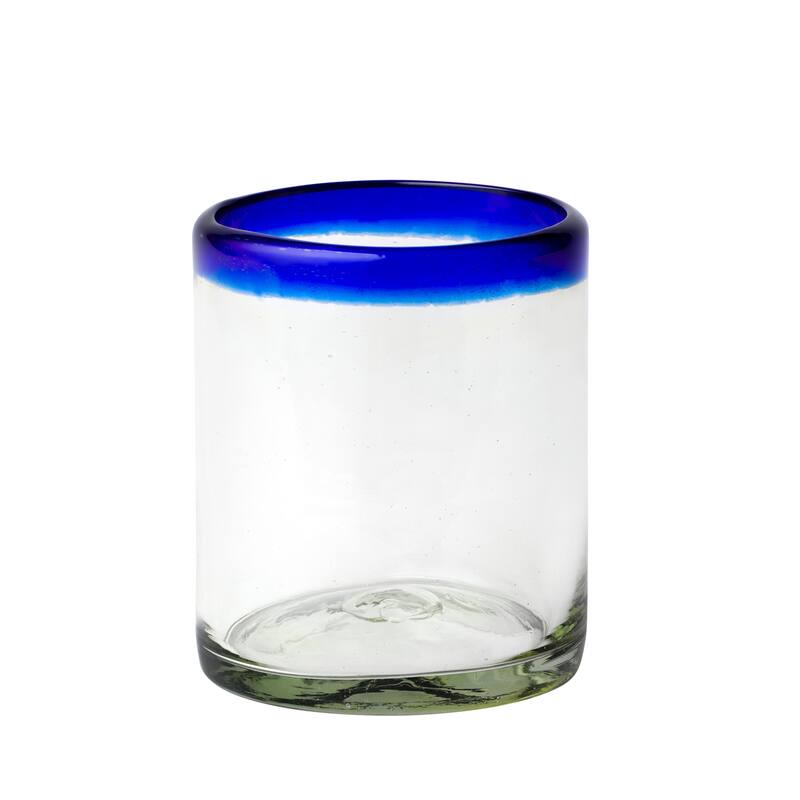 10 Strawberry Street Cobalt Rim Handlown Mexican Glassware, set of 6