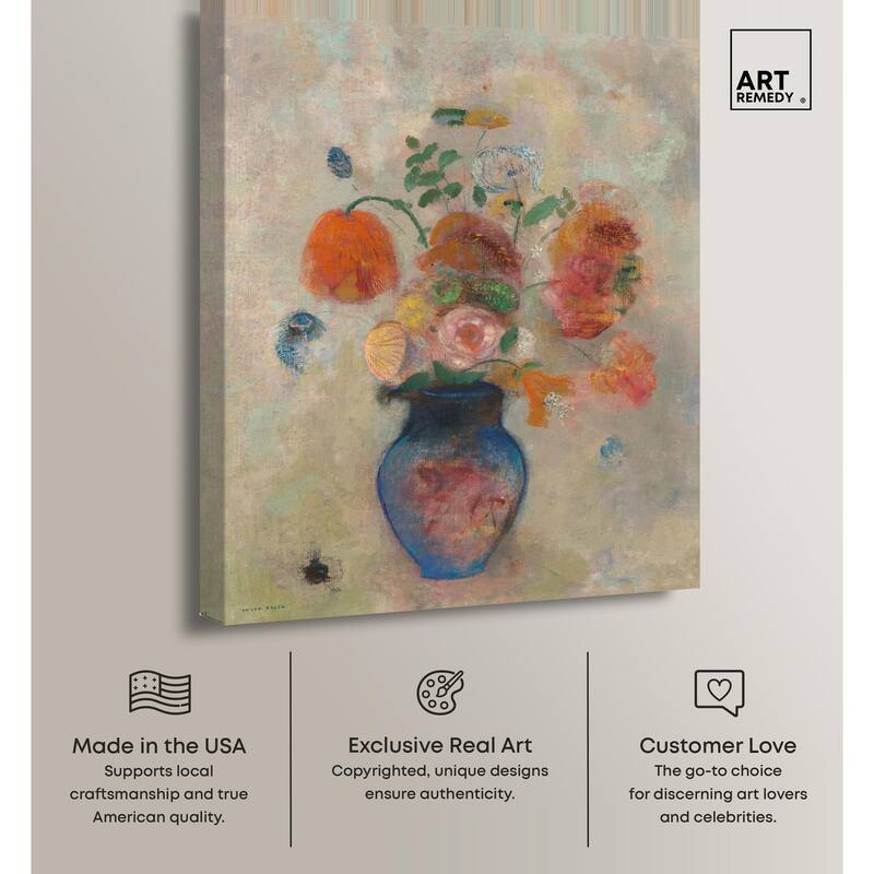 Vase with Flowers 1990 Canvas by Art Remedy, Gallery Wrapped