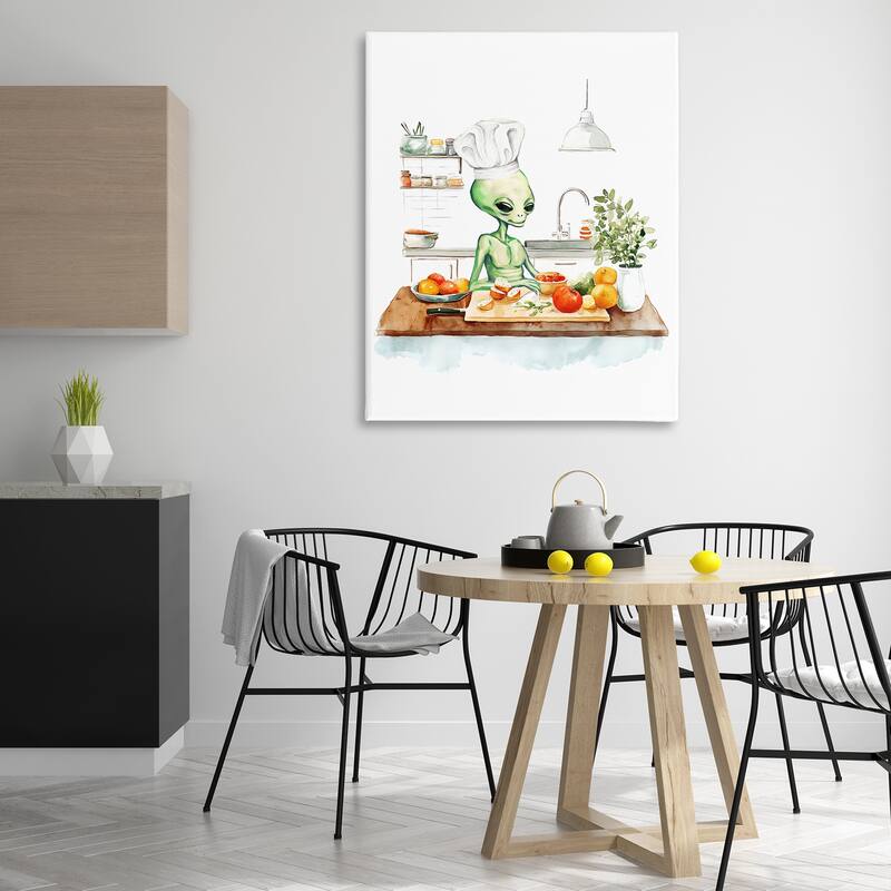 Stupell Chef Alien in Kitchen Canvas Wall Art Design By Lil' Rue