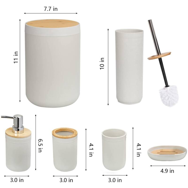 7 Pieces Bamboo Bathroom Accessories Sets