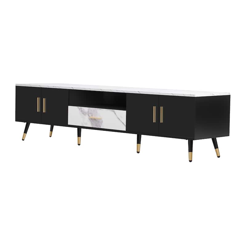70.8" TV Stand with 2 Cabinets and Open Compartments for TVs Up to 80"