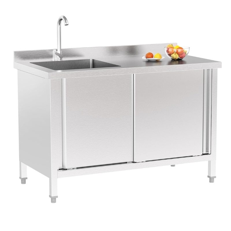 47.2 In. Freestanding Stainless Steel Sink Utility Sink With Storage Cabinet - N/A