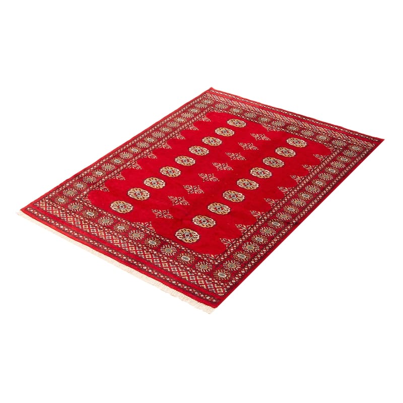 ECARPETGALLERY Hand-knotted Peshawar Bokhara Red Wool Rug - 4'2 x 5'8