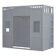 preview thumbnail 20 of 30, Twin Size Solid Wood House Loft Bed with Ladder & Wardrobe