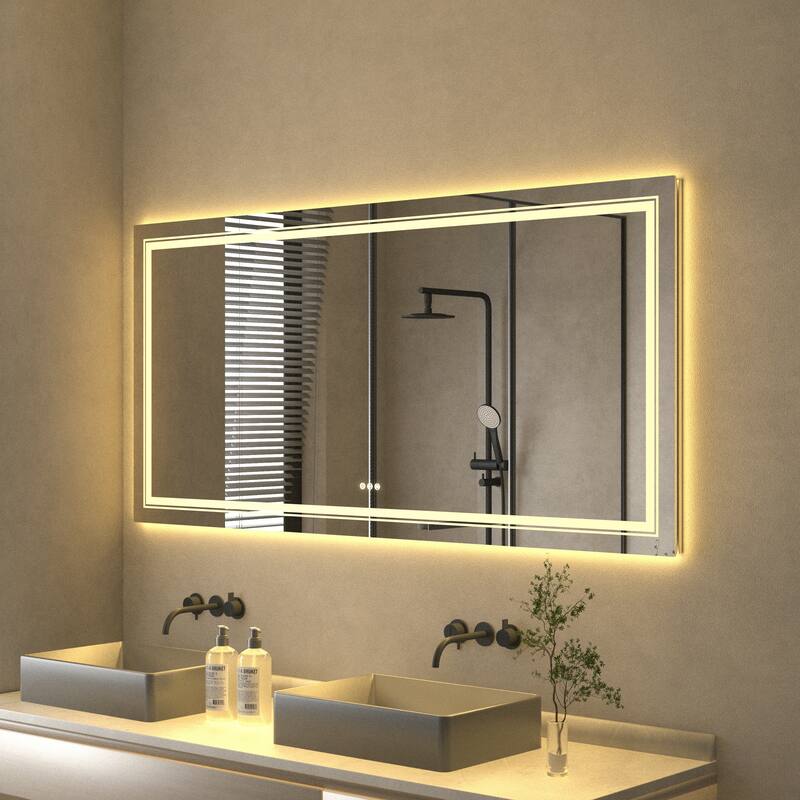 Smart LED Framless Illuminated Bathroom Mirror Anti-Fog Backlit - 42" x 20"