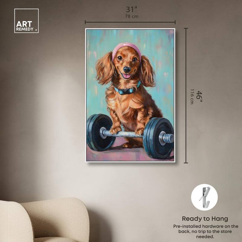 Cute Doxxie Work Out Canvas by Art Remedy