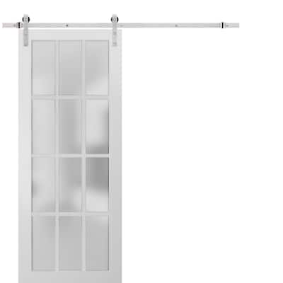 Sturdy Barn Door Frosted Glass 12 Lites / Felicia 3312 White