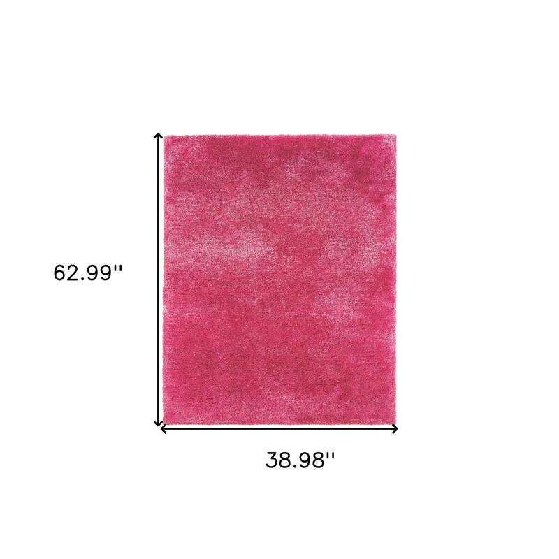 HomeRoots Solid Color Shag Rectangle Area Rug - 62.99 in. x 38.98 in. x 1.60 in.