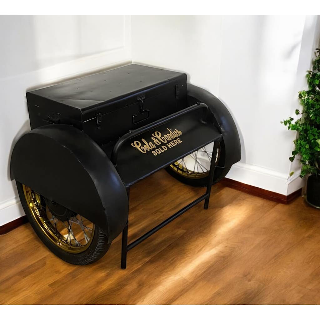 Black Old Time Delivery Box Table with Storage - 28" W x 37.5" D x 27" H