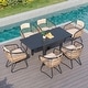 preview thumbnail 24 of 32, 7/9/11PC Outdoor Aluminum Expandable Patio Dining Sets Table with Wicker Chair Beige - 7PC(31.5-63in)