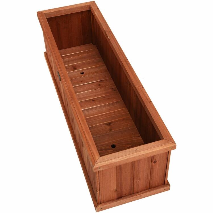 Wooden Decorative Planter Box for Garden and Window Display - 40" x 12" x 12"