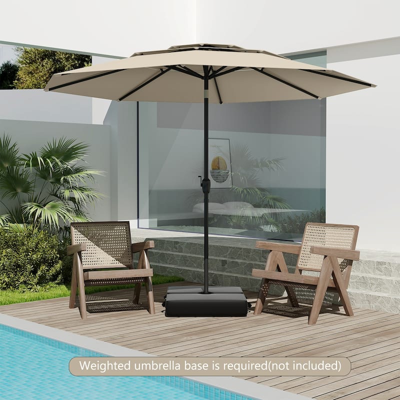 10 Ft Patio Umbrella with Crank and Tilt Vented Polyester Canopy for Backyard and Pool Shade