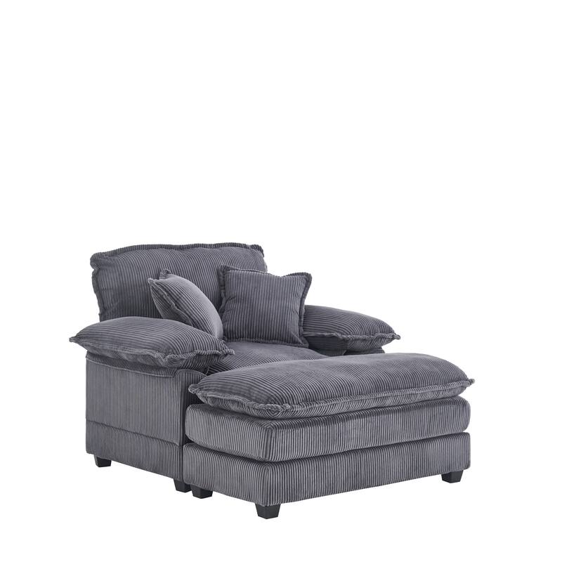 Corduroy Single Sofa With 2 Pillows