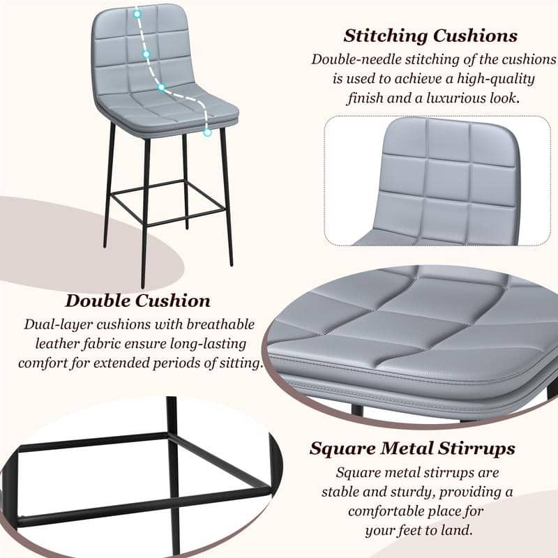Metal Upholstered Bar Stools (Set of 4)