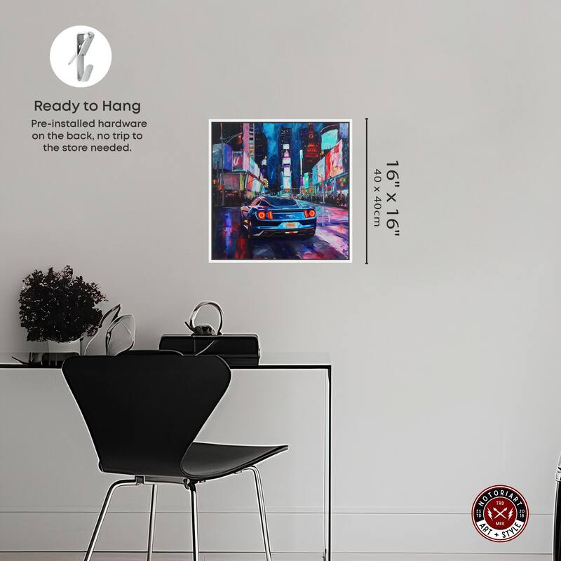 Notoriart Night Drive Sports Drive Framed Car 1 Piece Canvas Wall Art