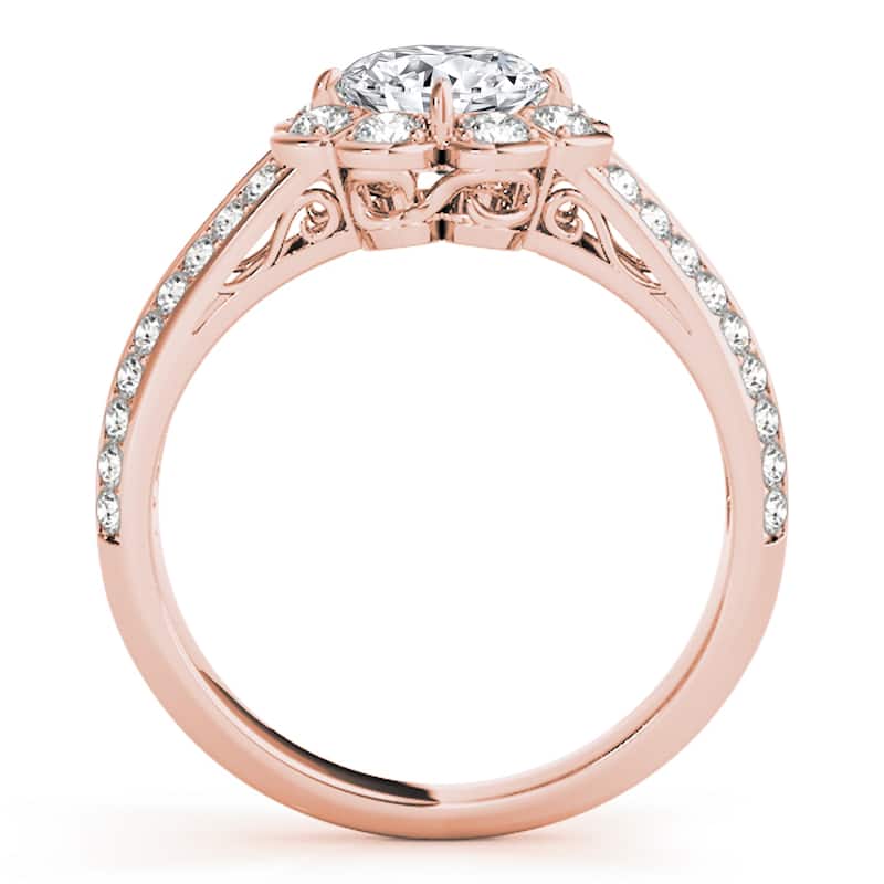 Auriya 14k Rose Gold Lab Grown Round Diamond Halo Engagement Ring 0.50 to 5.00 ct. tw. (F-G VS)