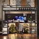 preview thumbnail 1 of 11, Full XL Metal Loft Bed with Desk and Shelves, Loft with Ladder and Guardrails for Bedroom Black