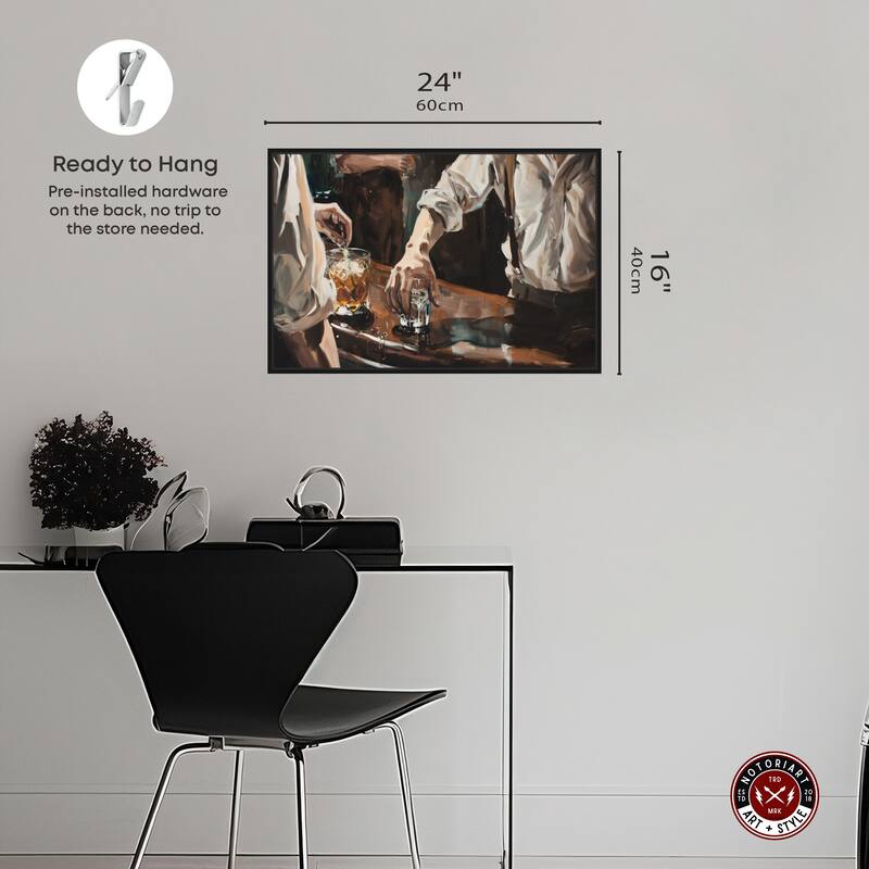 Notoriart Together For Drinks Framed Bar Cart Art For Men