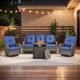 Option Grey Wicker Blue Cushion