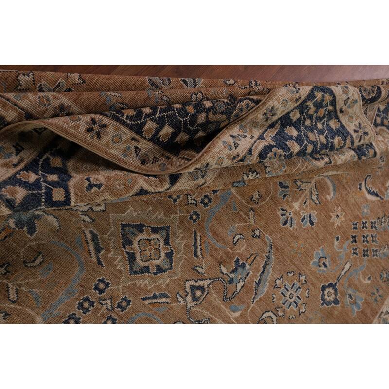 Vegetable Dye Floral Oushak Turkish Area Rug Hand-Knotted Wool Carpet - 9'3" x 12'5"