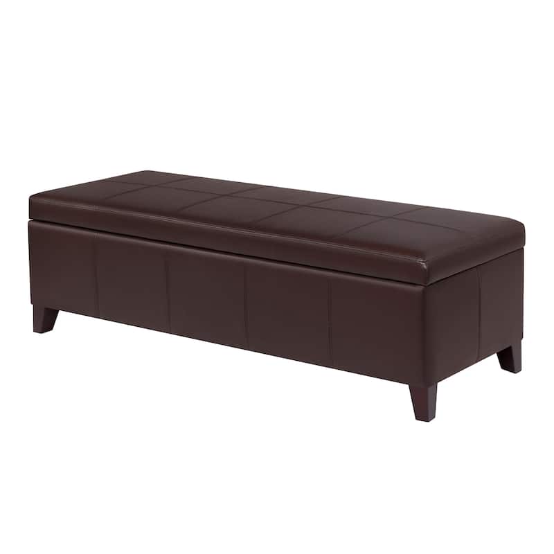 Adeco Faux Leather Storage Ottoman Bench for Bedroom