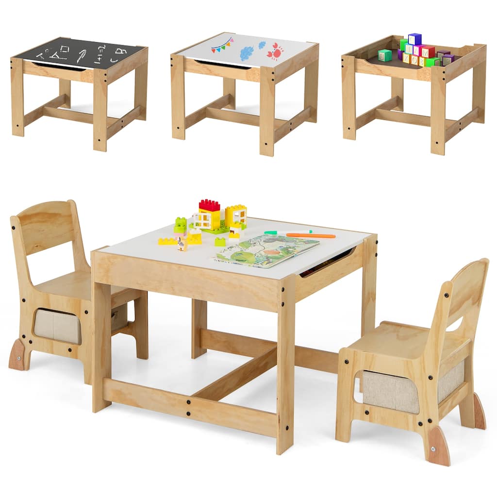 Gymax 3-In-1 Kids Table & Chairs Set w/Reversible