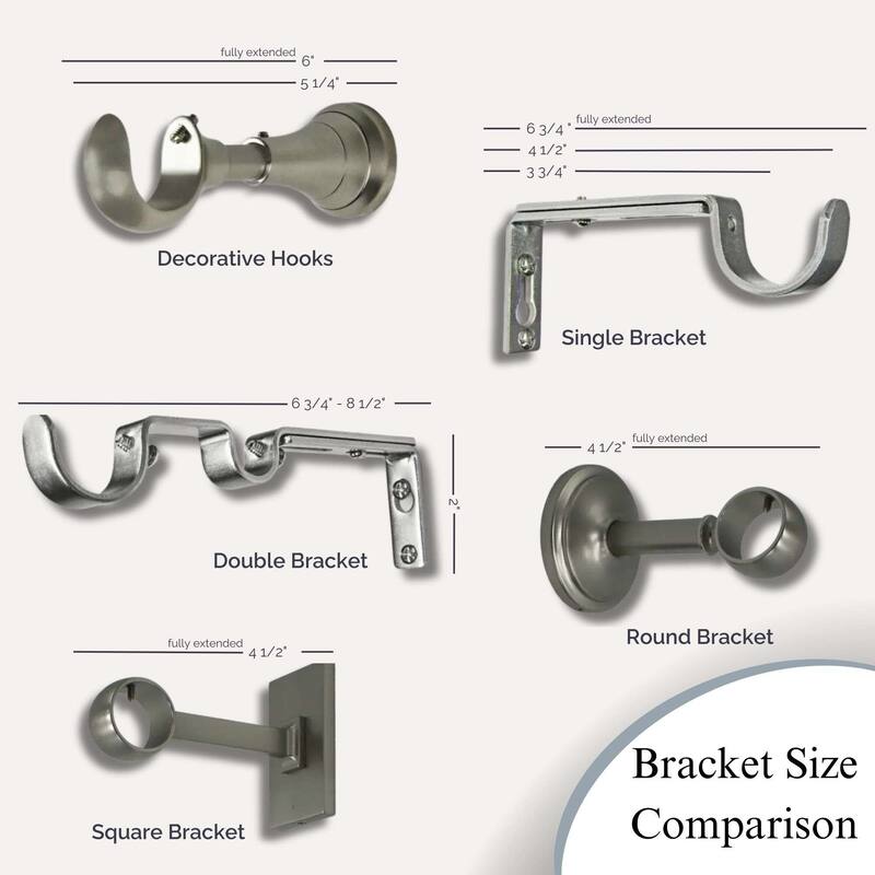 Linen Avenue Curtain Rod Decorative Drapery Bracket Rectangle Base