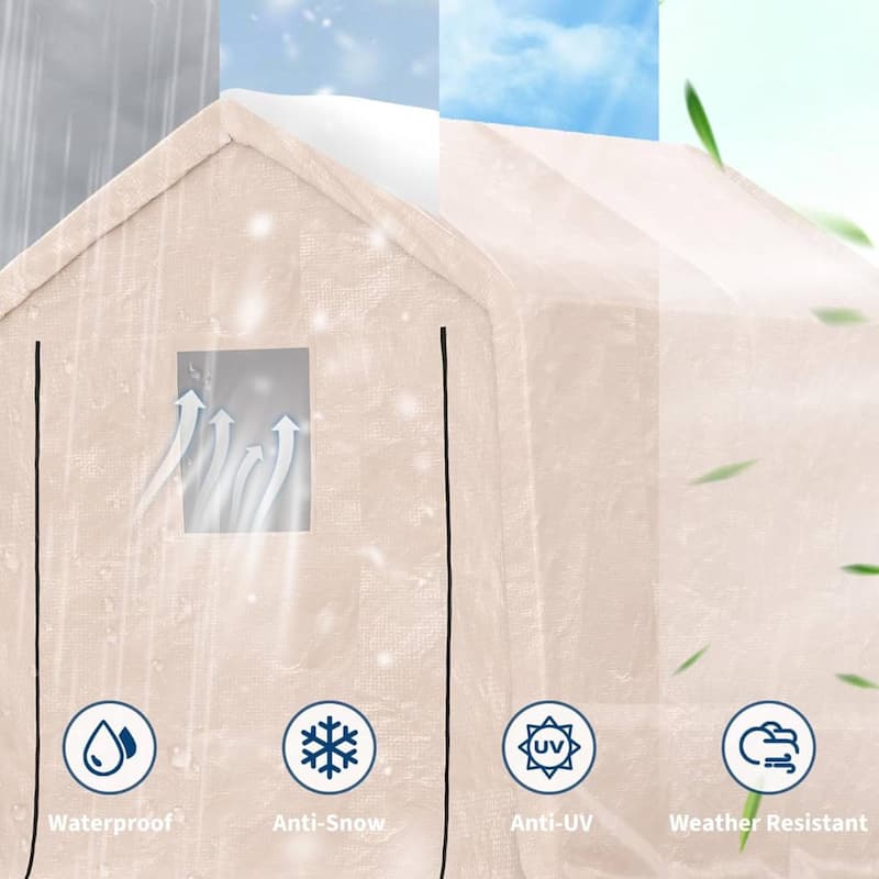 10x10 FT Portable Outdoor Storage Shed, Carport for Motorcycle, Firewood, Garden and Tools