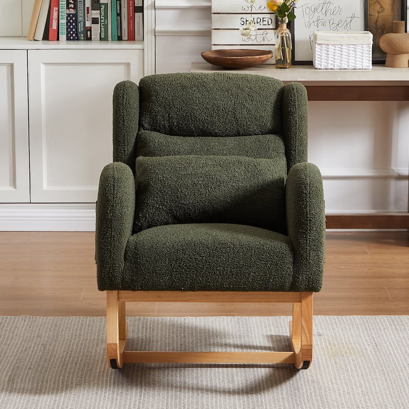27.2"Modern Accent High Backrest Living Room Lounge Arm Rocking Chair,Two Side Pocket
