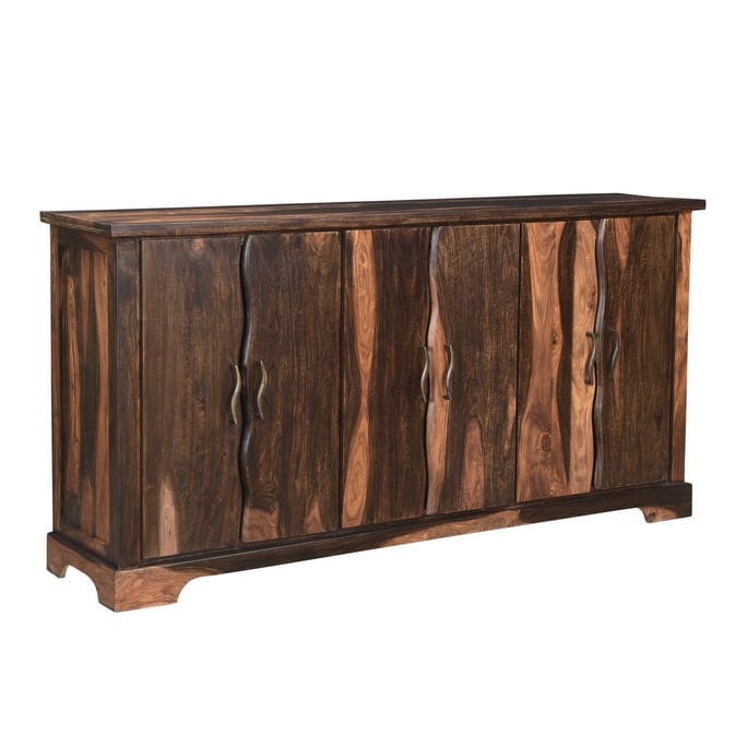 HomeRoots 72" Dark Brown Solid Wood Live Edge Sideboard with Six Doors - 72.00 in. x 36.00 in. x 16.00 in.