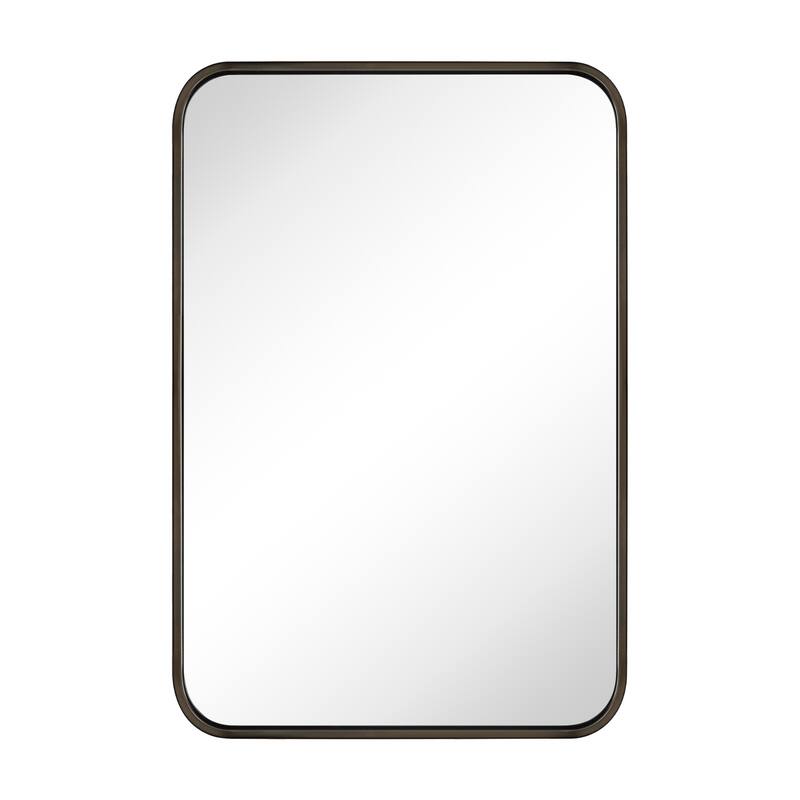 Rounded Rectangle Bathroom Vanity Mirror, Vertically/Horizontal Hanging - 24" x 36" - Oil Rubbed Bronze
