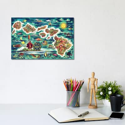 iCanvas "Retro Map of the Hawaiian Islands" by Piddix Canvas Print