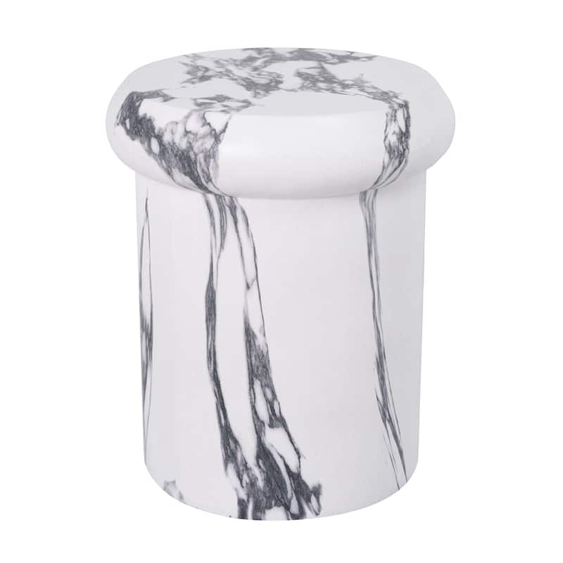 Christopher Knight Home - Lightweight Concrete Sculptural Side Table with Faux Marble Travertine Finish for Indoor & Outdoor