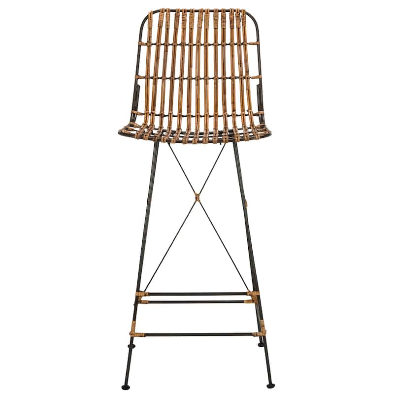SAFAVIEH Ayala 43.3-inch Wicker Croco Brown Bar Stool (Set of 2) - 18.1" x 20.9" x 43.3" - 18Wx21Dx43H