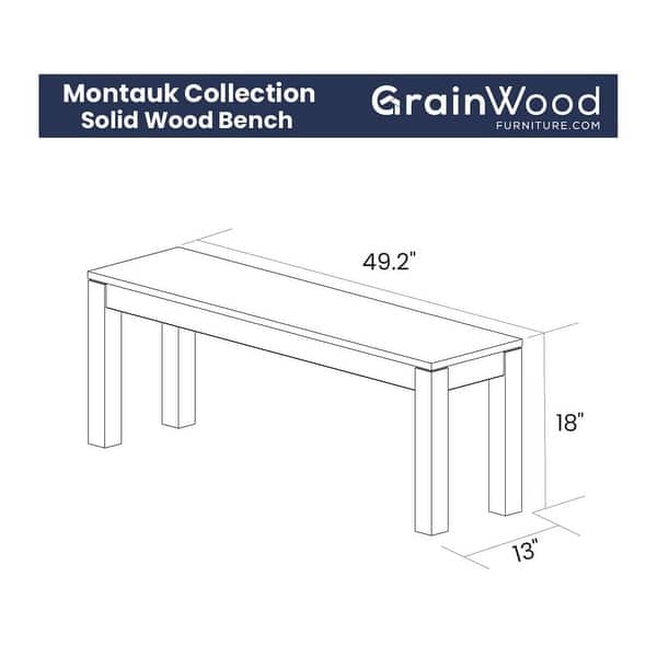 dimension image slide 1 of 2, Grain Wood Furniture Montauk Solid Wood Backless Bench
