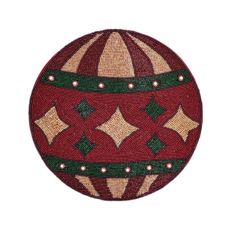 Beaded Ornament Placemat (Set of 4) - 14"x14" - Multi - Set of 4 - 14"x14"