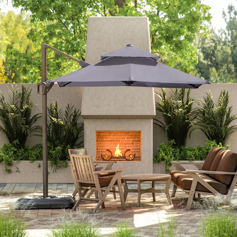 Furniture of America Aires 10-foot Steel Square Cantilever Offset Tilt Roma Umbrella - Grey (Umbrella Only)
