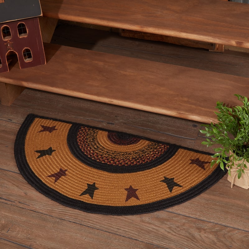 Heritage Farms Star Jute Rug Half Circle w/ Pad 16.5x33 - 16.5" x 33"