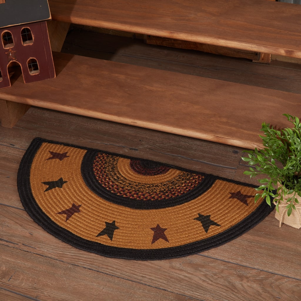 Heritage Farms Star Jute Rug Half Circle w/ Pad 16.5x33 - 16.5" x 33"