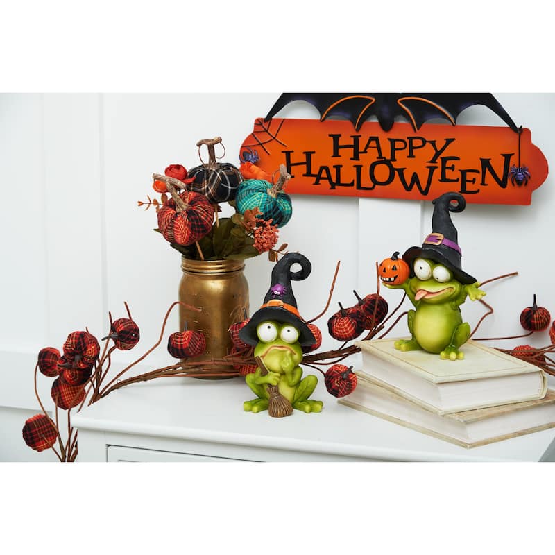 Frog with Witch Hat Halloween Figure Decoration